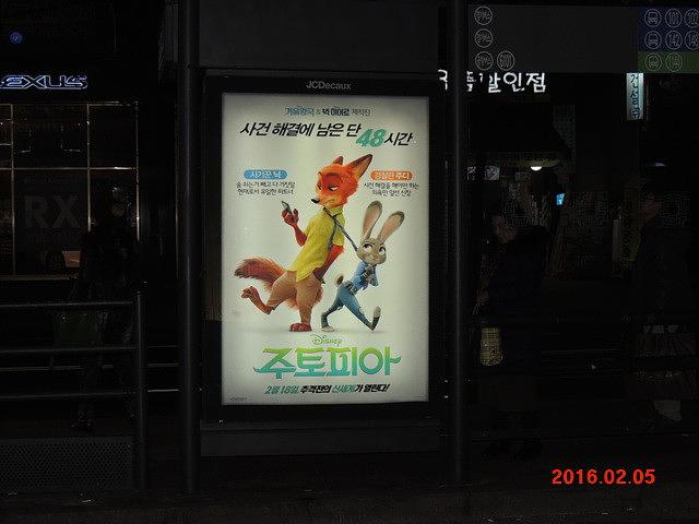 주토피아 버스승강장 광고 와이드칼라 시공사진